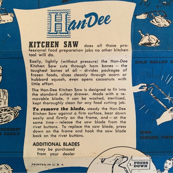 Vintage Mid-Century Han-Dee Kitchen Saw High Chrome Cold Steel Original Box USA - Picture 13 of 15